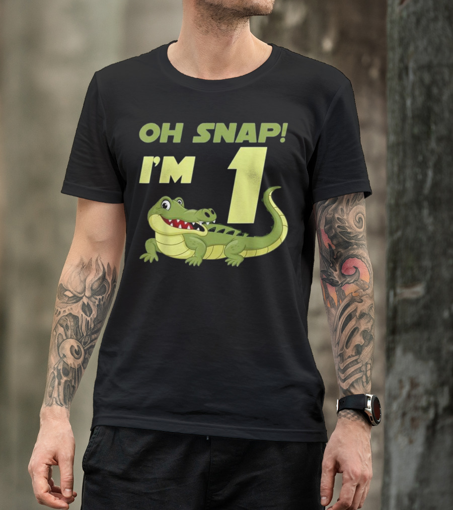 Oh Snap I'm 1 Year Old Alligator Birthday Crocodile T-Shirt