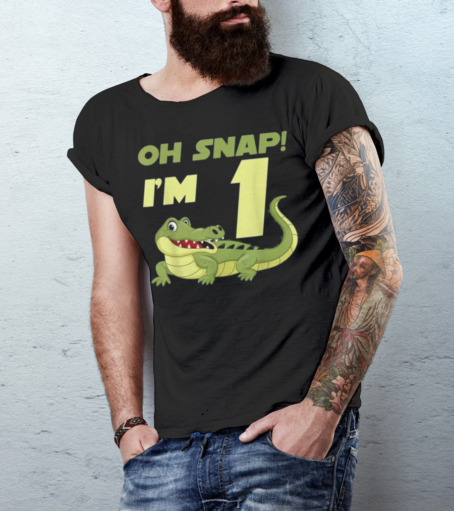Oh Snap I'm 1 Year Old Alligator Birthday Crocodile T-Shirt