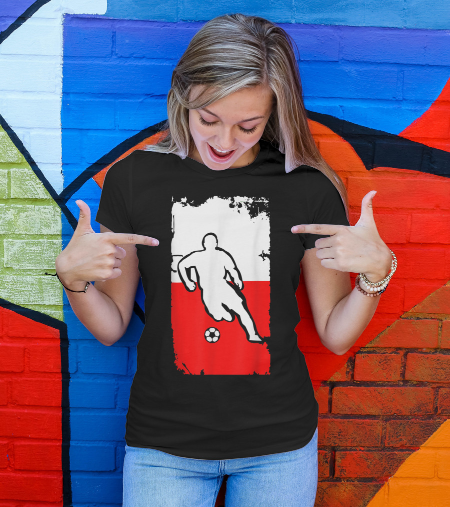 Poland Soccer Jersey Polish Flag Design With Soccer Player T-Shirt