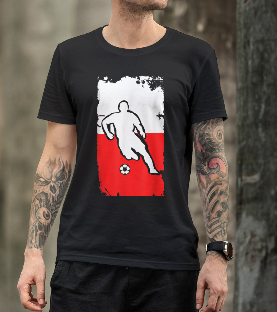Poland Soccer Jersey Polish Flag Design With Soccer Player T-Shirt