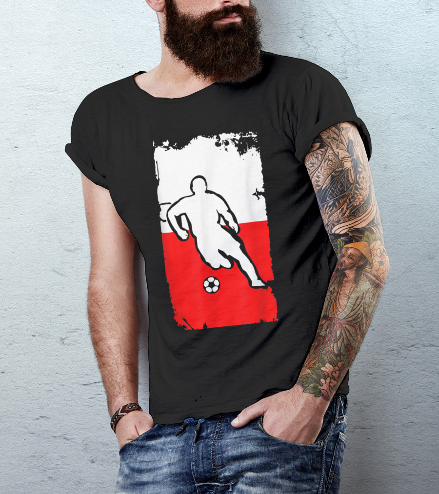 Poland Soccer Jersey Polish Flag Design With Soccer Player T-Shirt