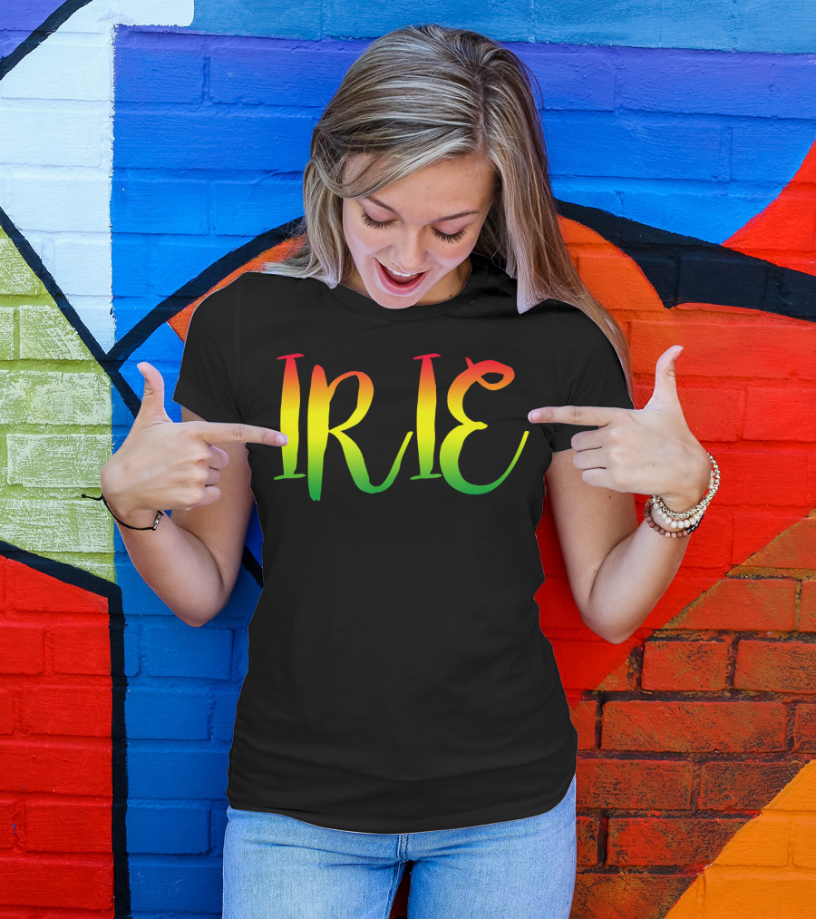 Irie Good Vibes Only Rasta Reggae Roots Clo Jamaican Colors Gradient Text T-Shirt