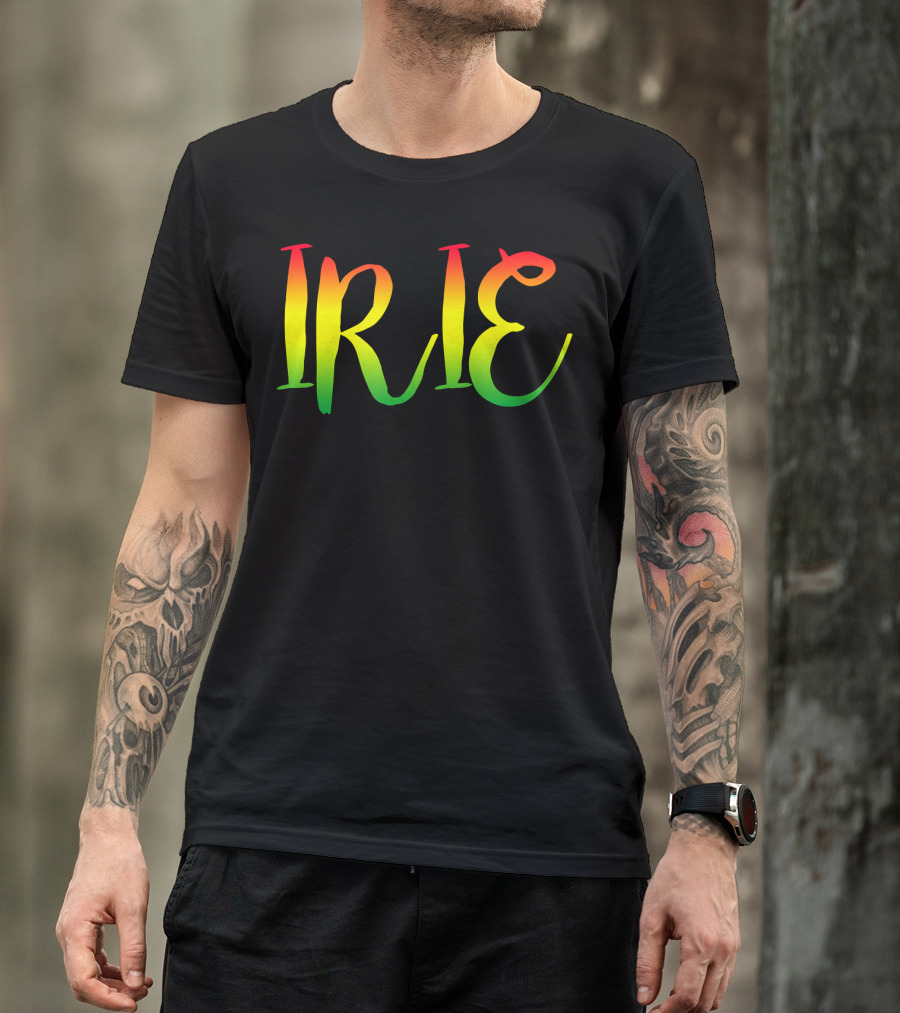 Irie Good Vibes Only Rasta Reggae Roots Clo Jamaican Colors Gradient Text T-Shirt