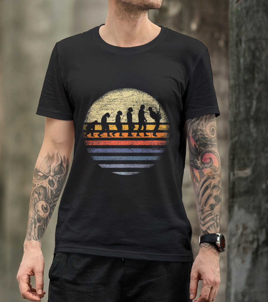 Vintage Evolution Of Guitar Player Sunrise T-Shirt