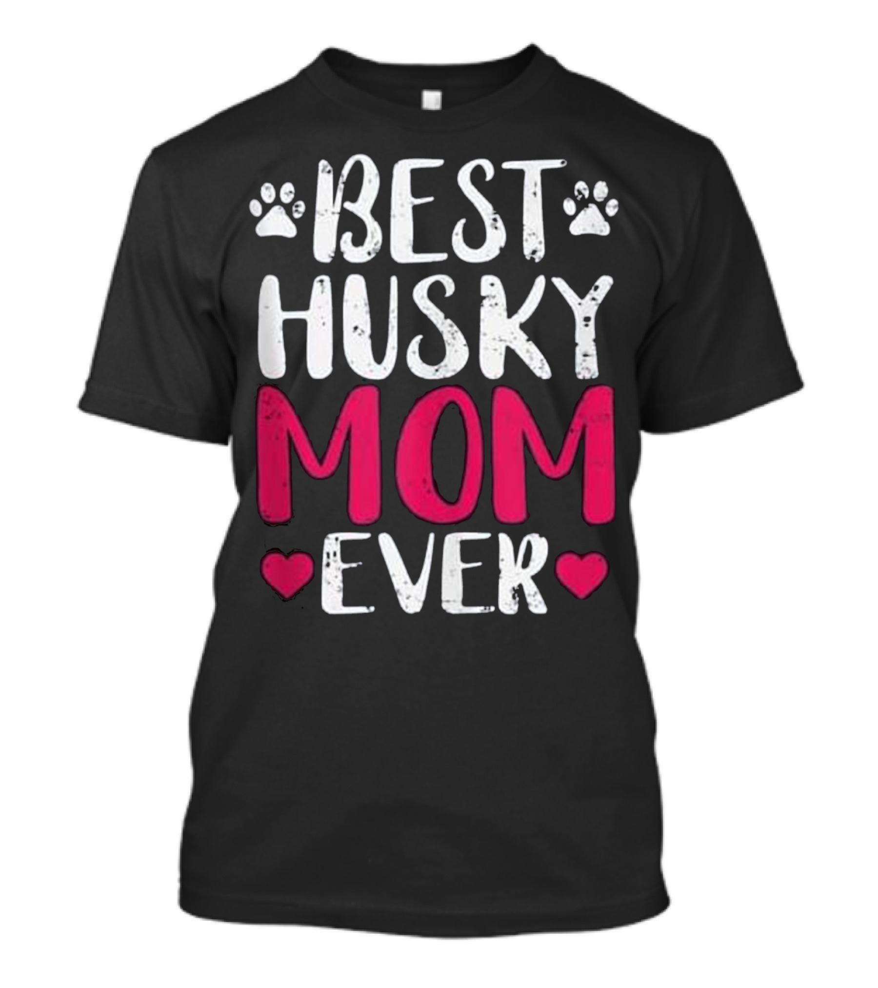 Best Husky Mom Ever With Paw Prints And Heart Accents T-Shirt