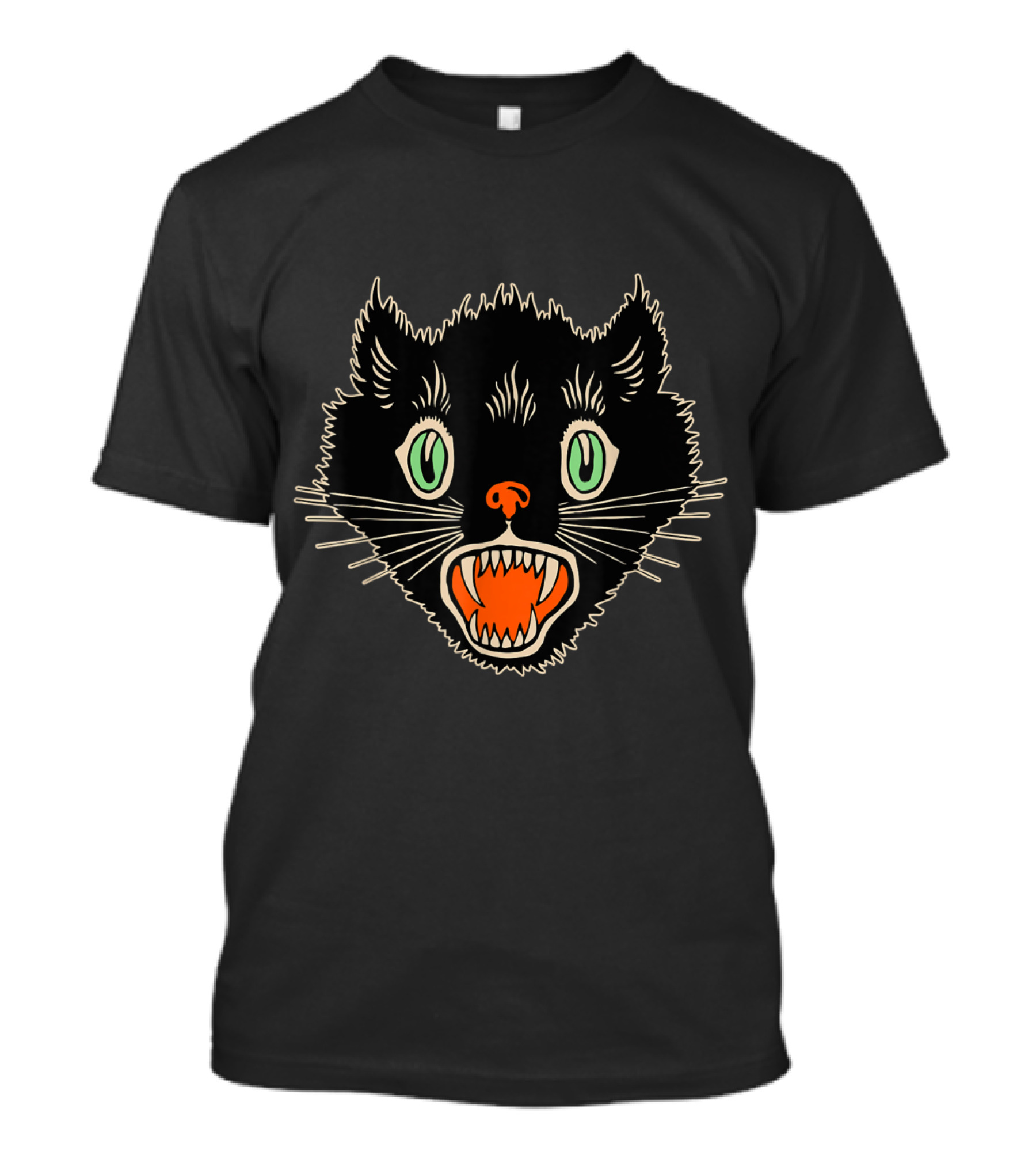 Vintage Halloween Scary Black Cat Horror Iconic Fearsome Feline T-Shirt