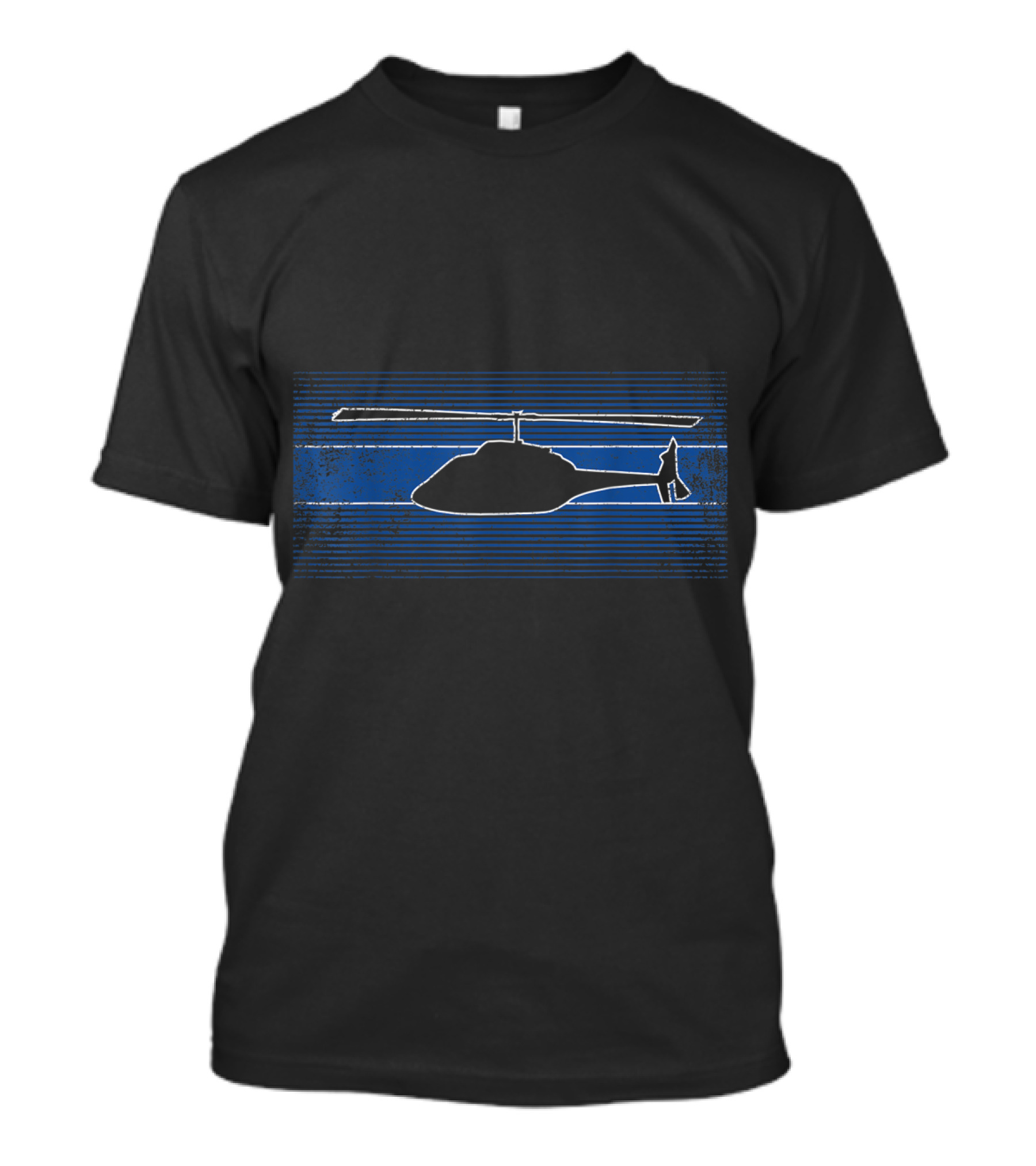 Police Aviation Helicopter Pilot Thin Blue Line Symbol With Vintage Helicopter T-Shirt
