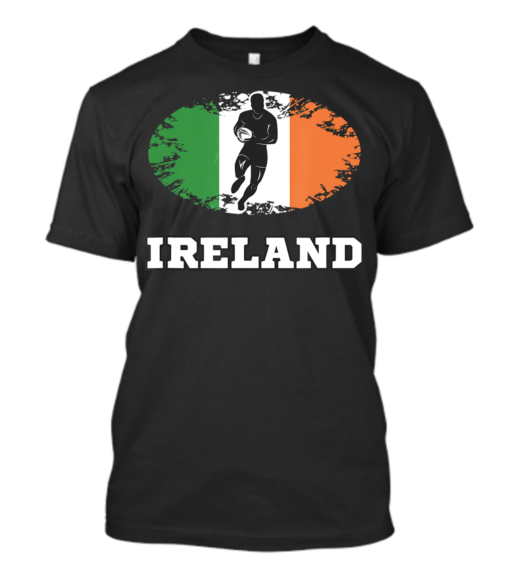 Ireland Rugby Silhouette With Irish Flag Background T-Shirt