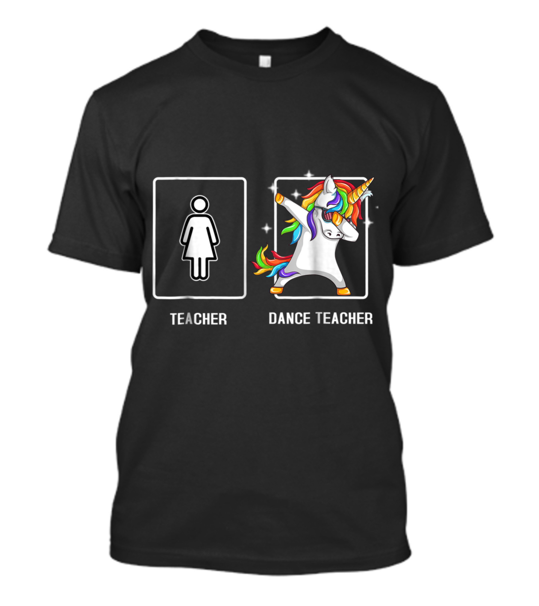 Teacher Vs Dance Teacher Funny Unicorn Dab Contrast T-Shirt