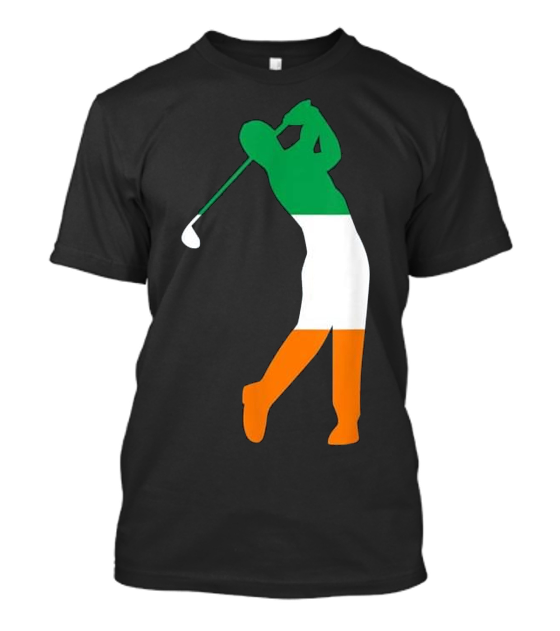 Irish Golf Swing Silhouette With Ireland Flag Colors T-Shirt