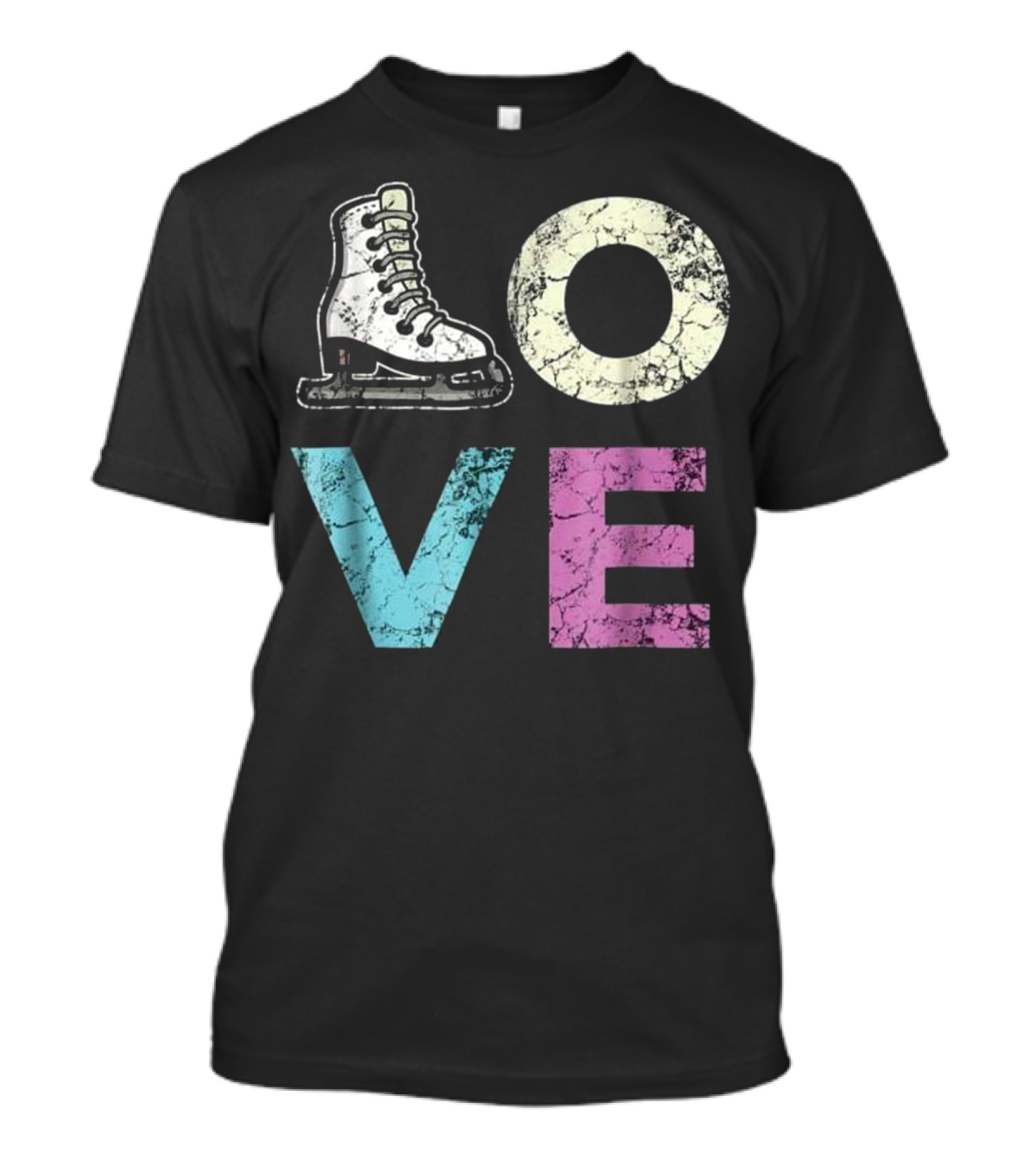 Love Figure Skating Ice Skate Boot OVE Text T-Shirt