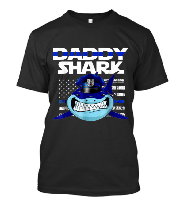 Daddy Shark Thin Blue Line Police Officer T-Shirt