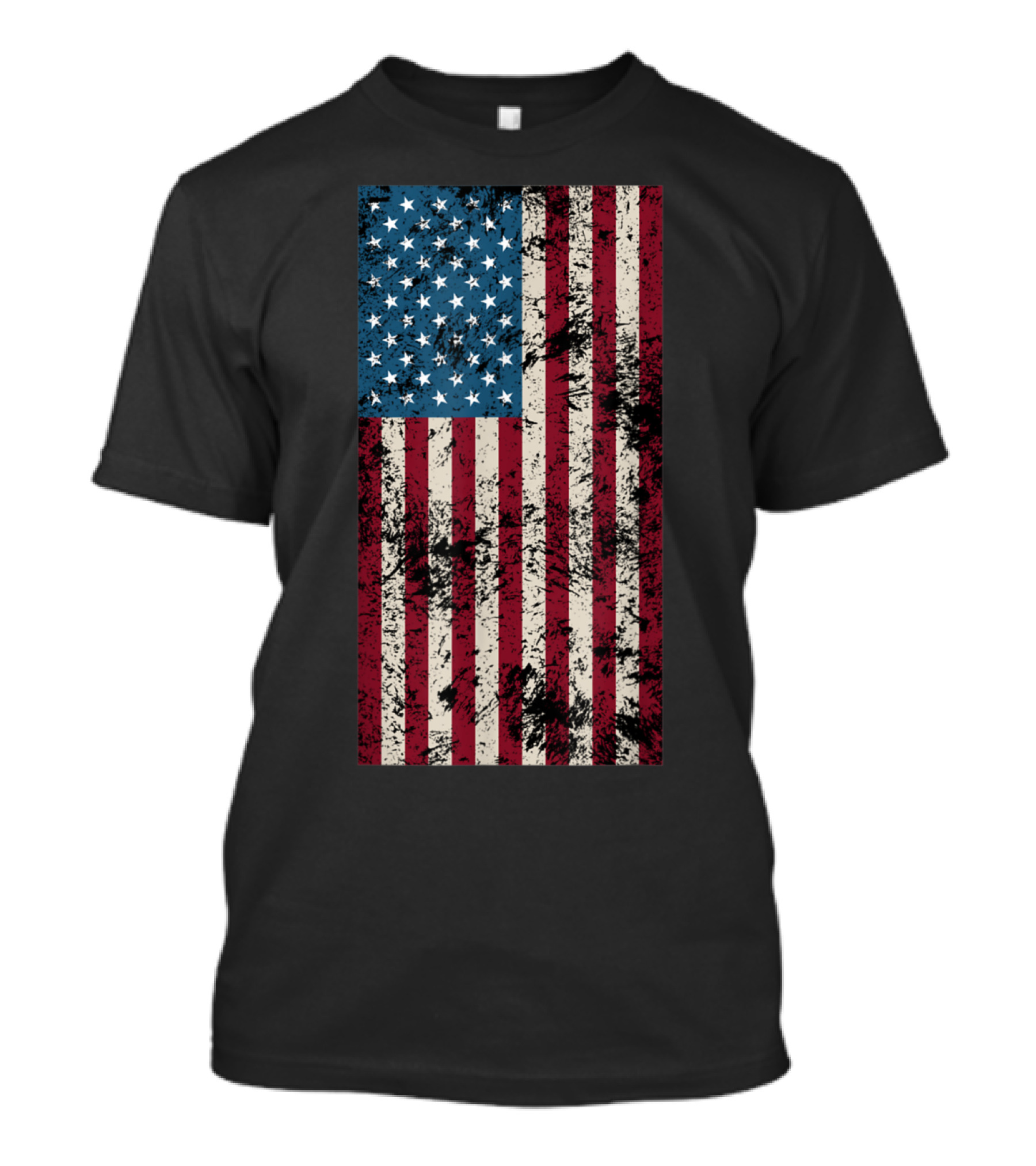 Mens Distressed American Flag Military T-Shirt