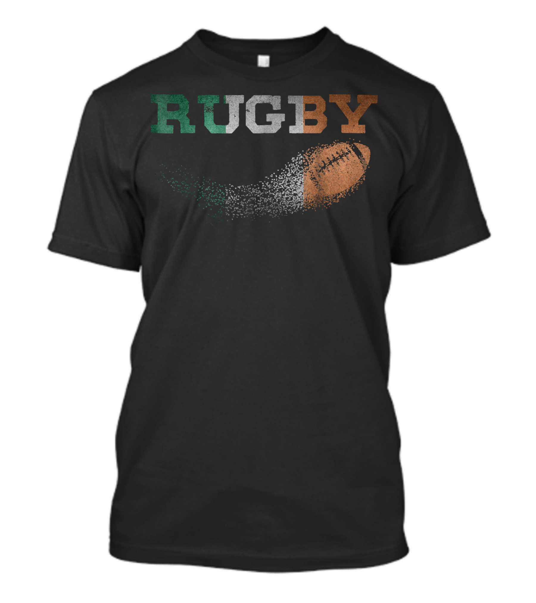 Irish Rugby Flag Colors With Textured Rugby Ball T-Shirt