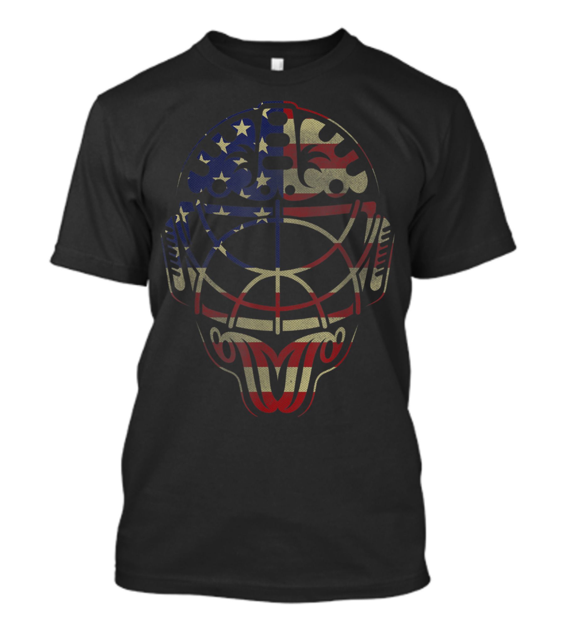US Flag Pattern Vintage Hockey Goalie Mask T-Shirt