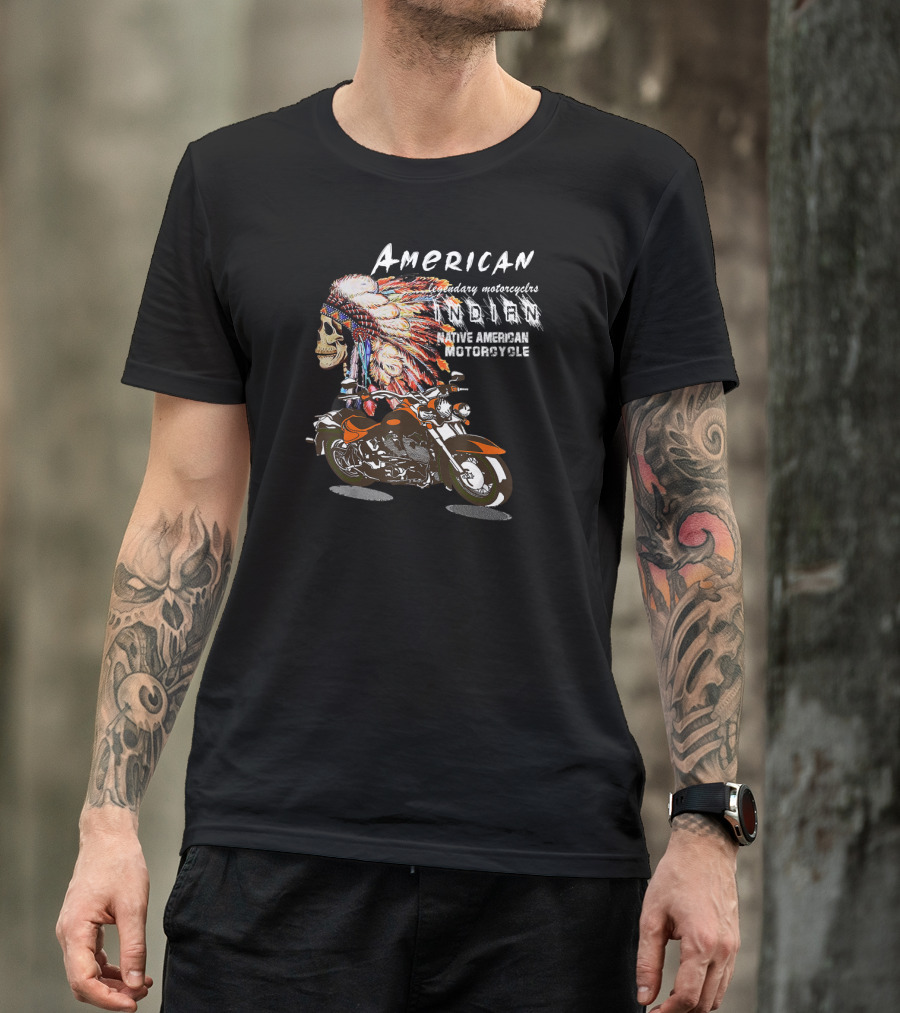American Legendary Native Indian Motorcycle Vintage T-Shirt