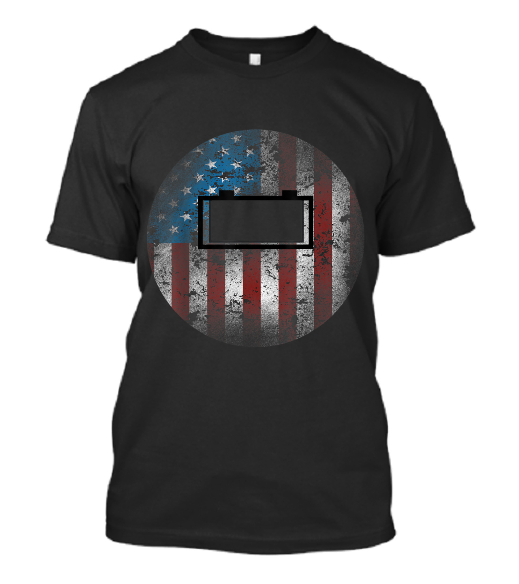 Mens American Welder Pancake Helmet USA Flag T-Shirt