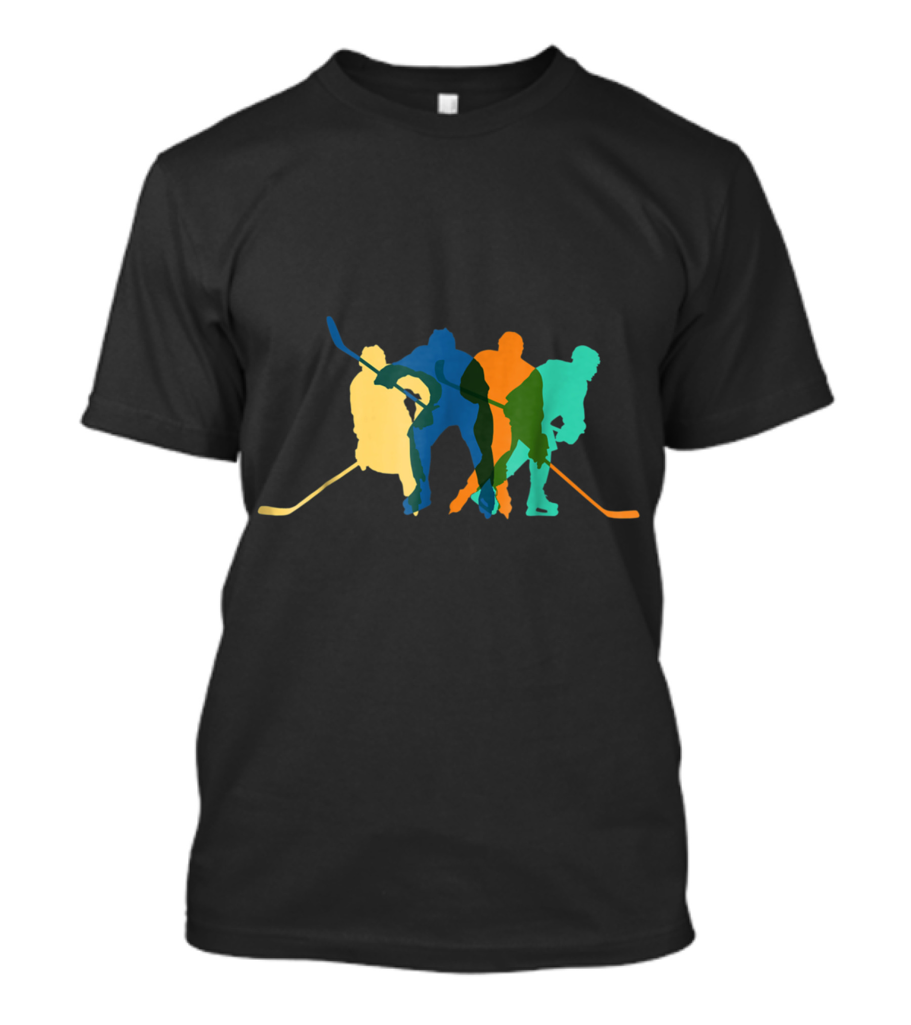 Colorful Vintage Hockey Silhouettes Action Play T-Shirt