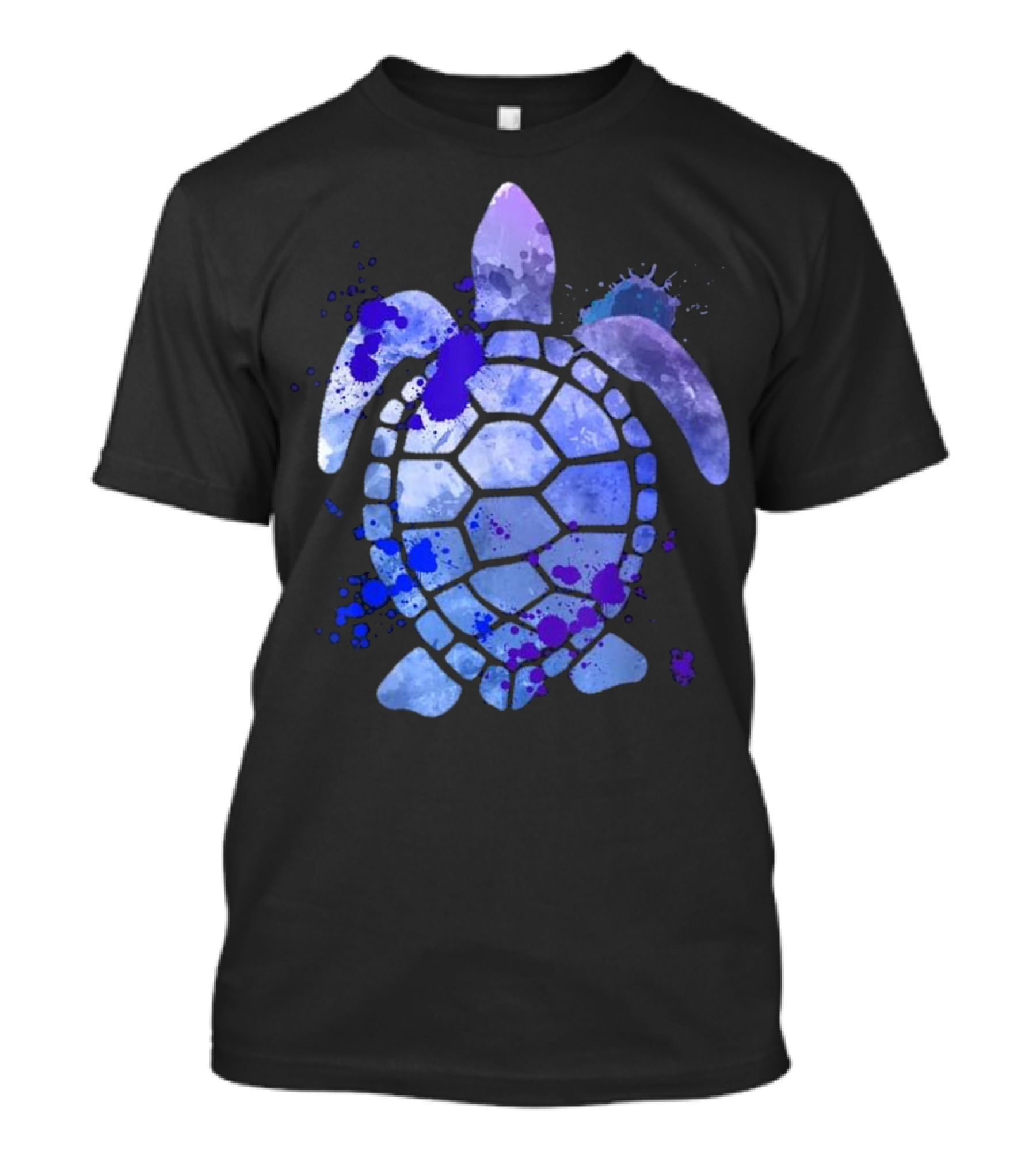 Beach Or School Sea Turtle Blue Purple Splash T-Shirt