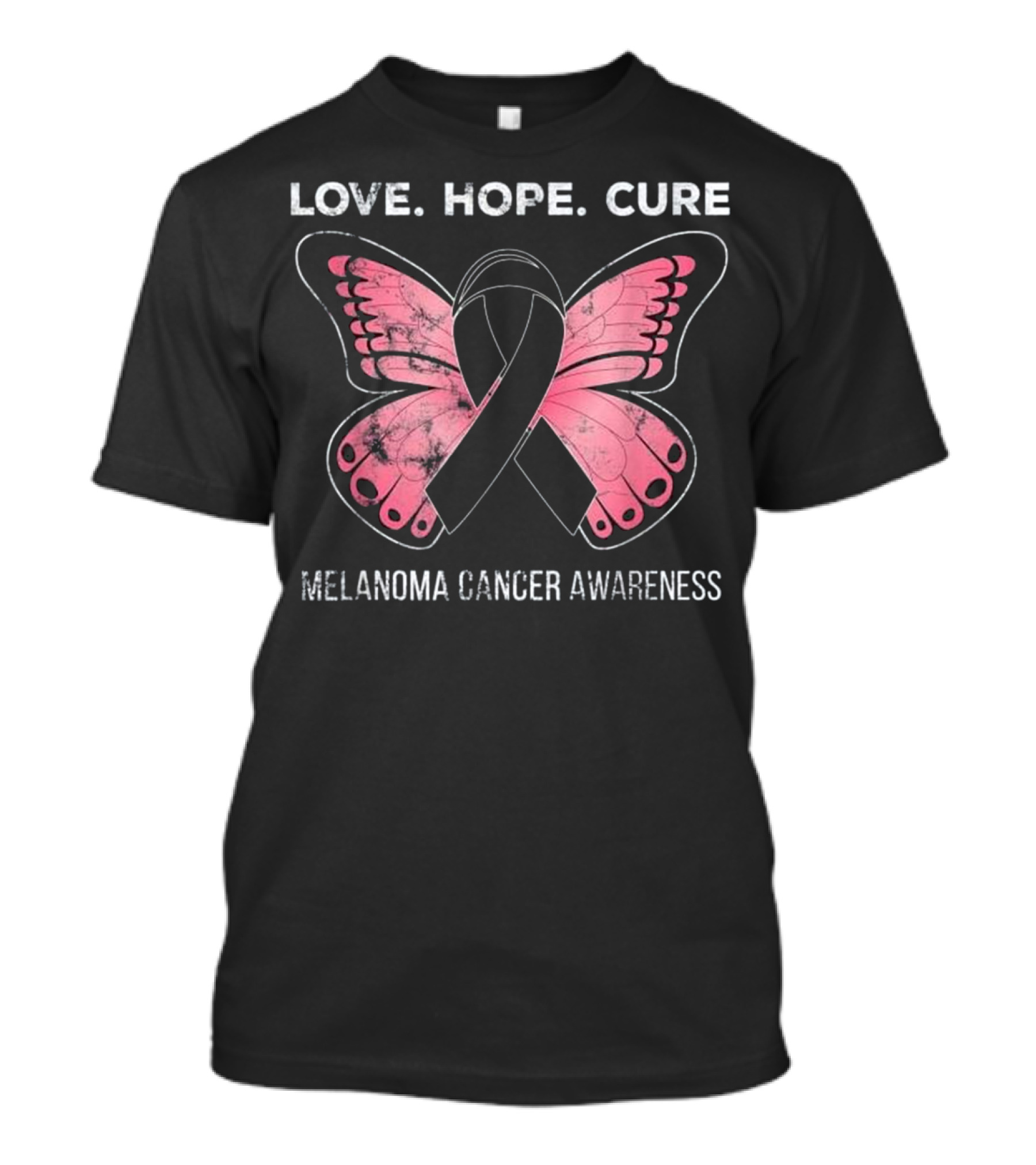 Love Hope Cure Melanoma Cancer Awareness Butterfly T-Shirt