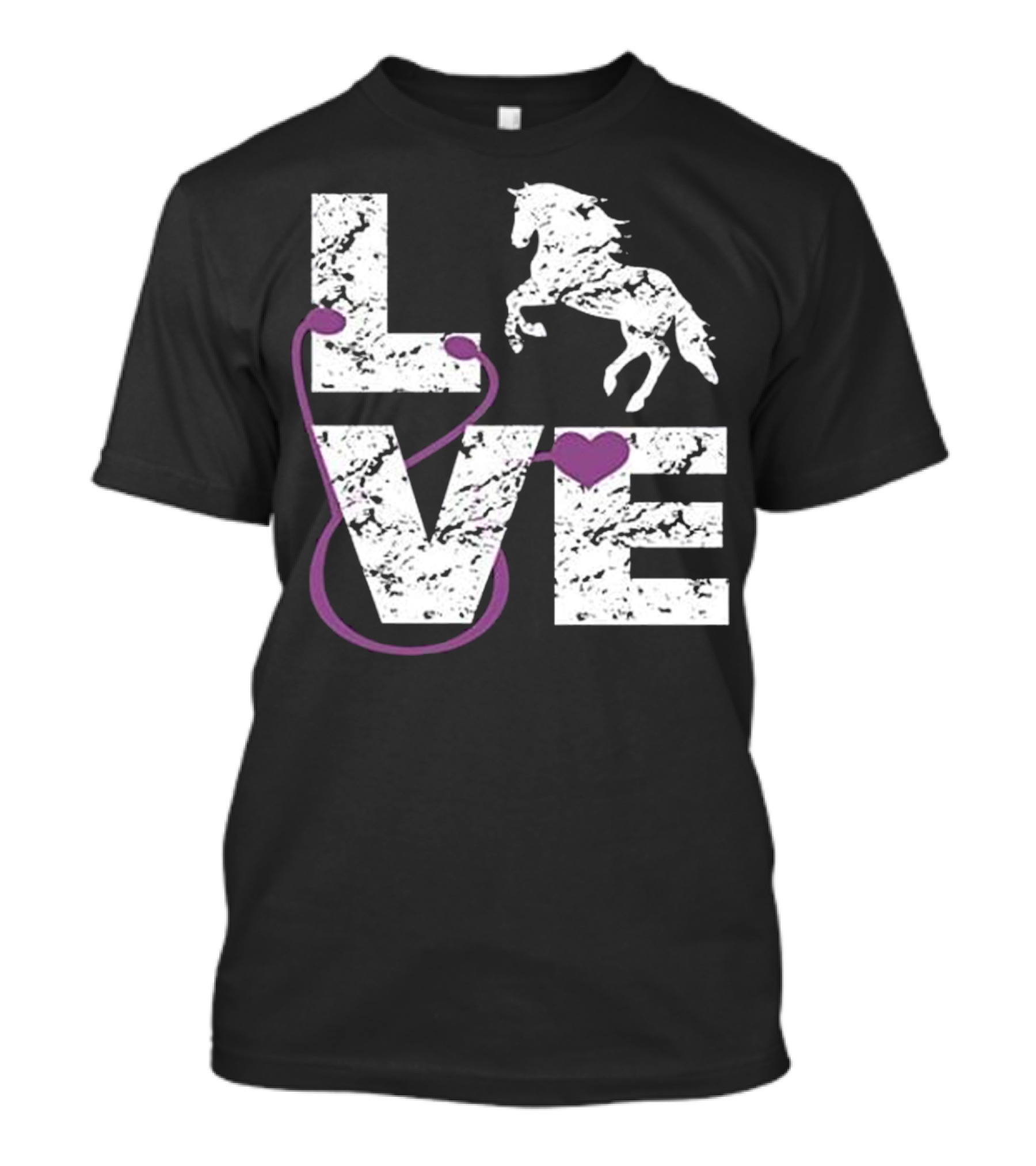 LOVE Horses Vet Present For Horse Loving Enthusiasts With Stethoscope And Heart Elements T-Shirt
