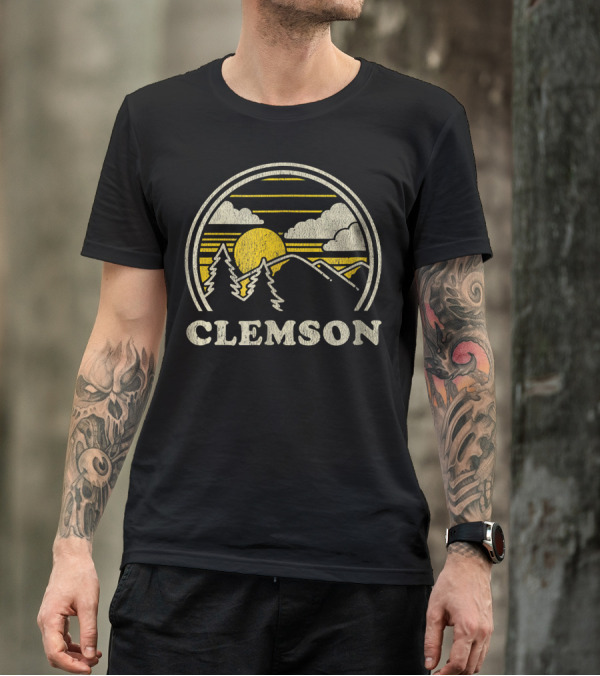 Clemson South Carolina Hills Sunset Vintage T-Shirt