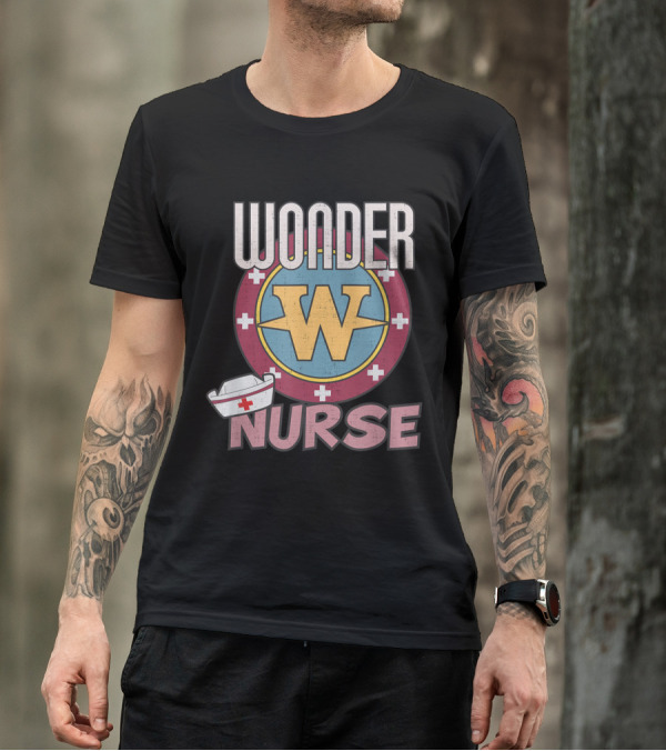 Wonder Nurse Hero Emblem With Medical Hat And Cross Motif T-Shirt