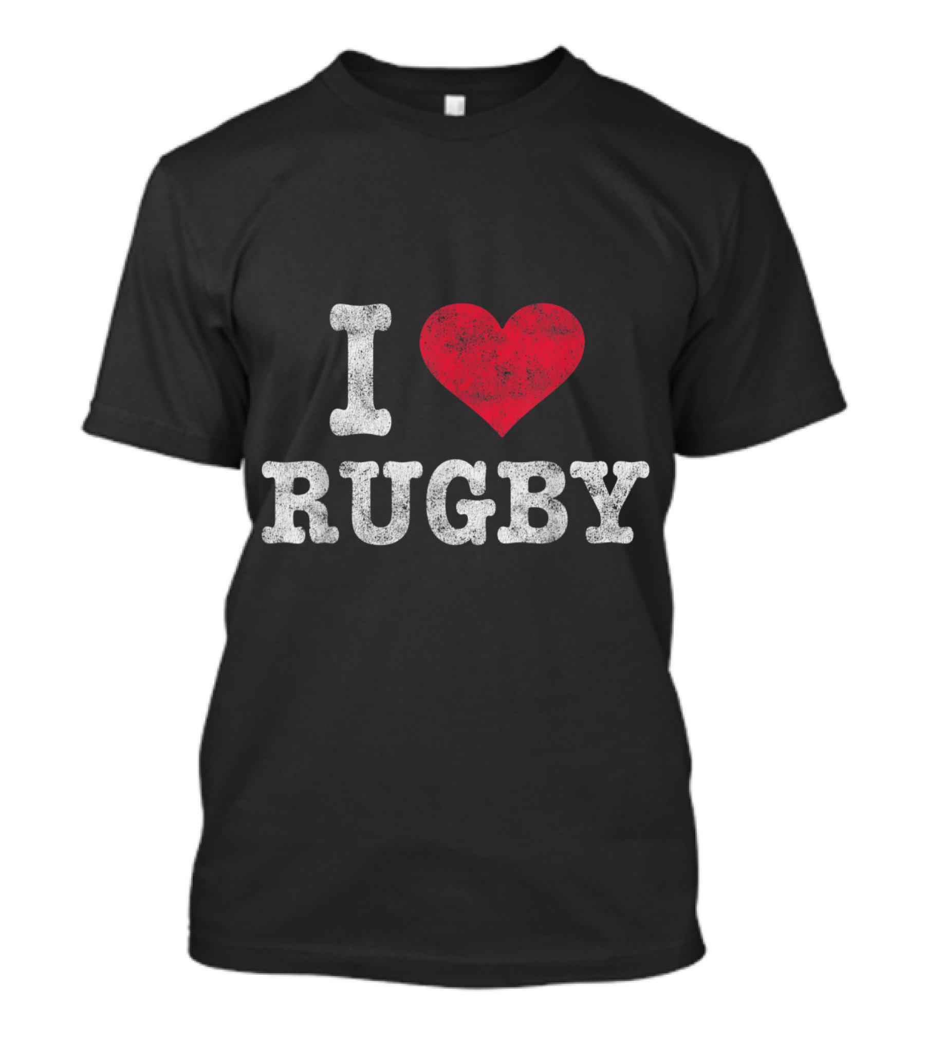 Vintage I Love Rugby Retro Text Heart T-Shirt