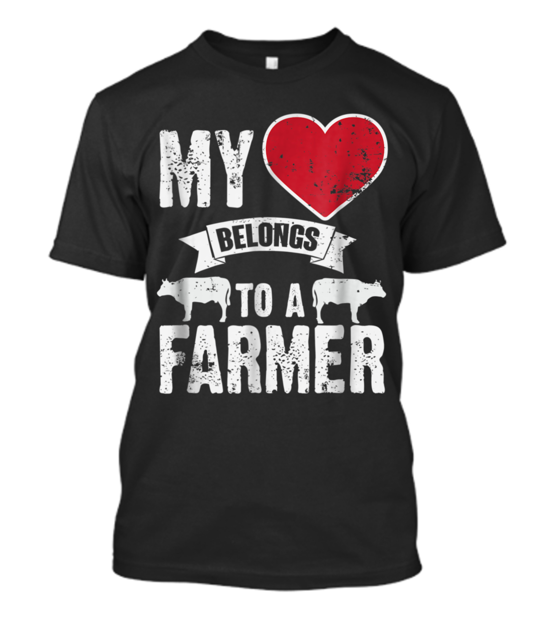 My Heart Belongs To A Farmer With Cow Graphics T-Shirt