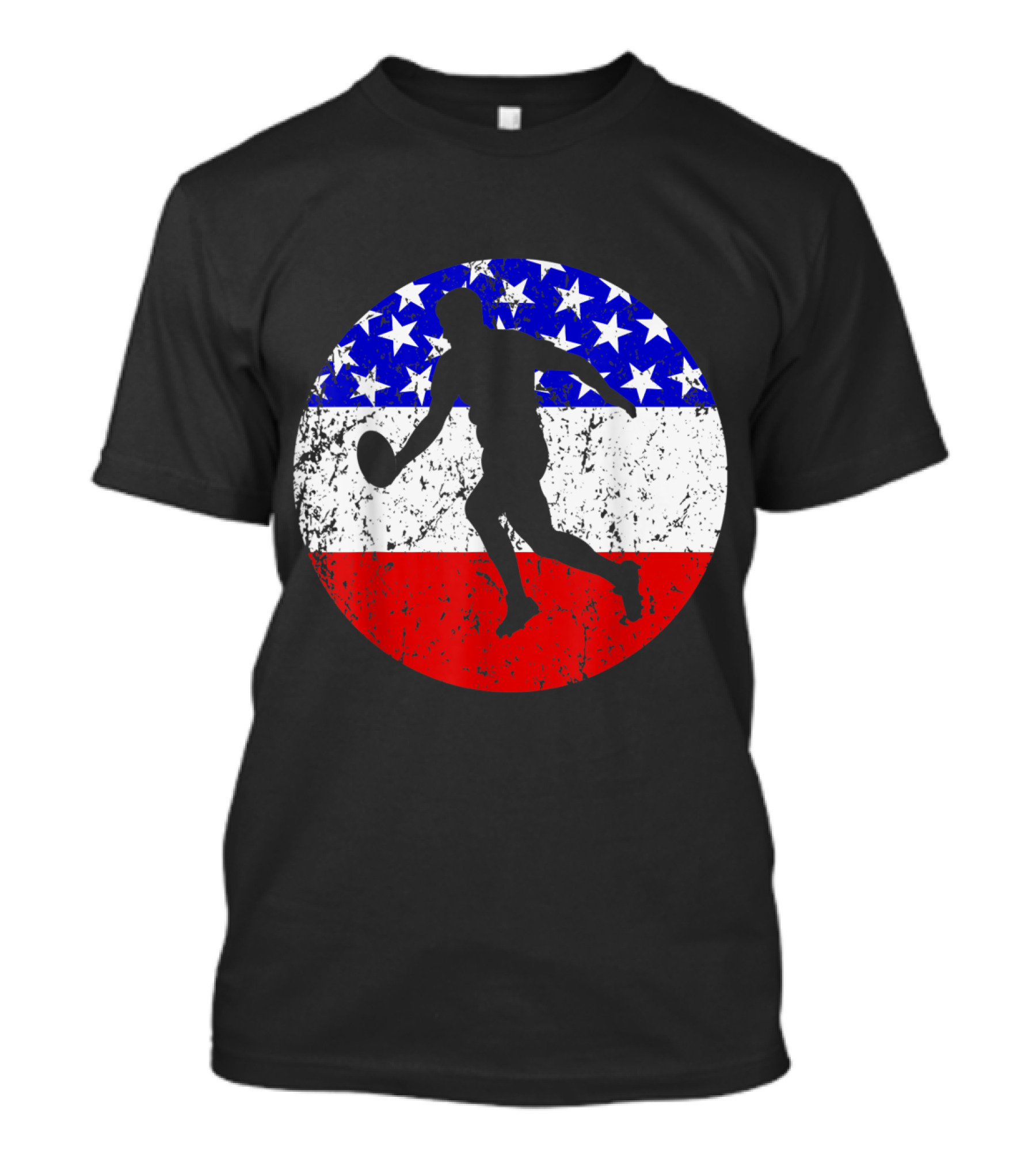 Rugby Player American Flag Silhouette Style Sports Americ T-Shirt