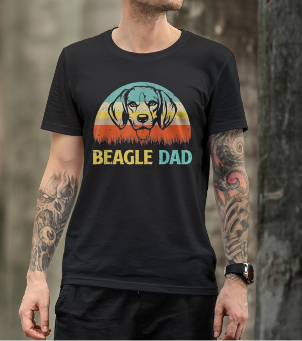 Beagle Dad Retro Sunset T-Shirt