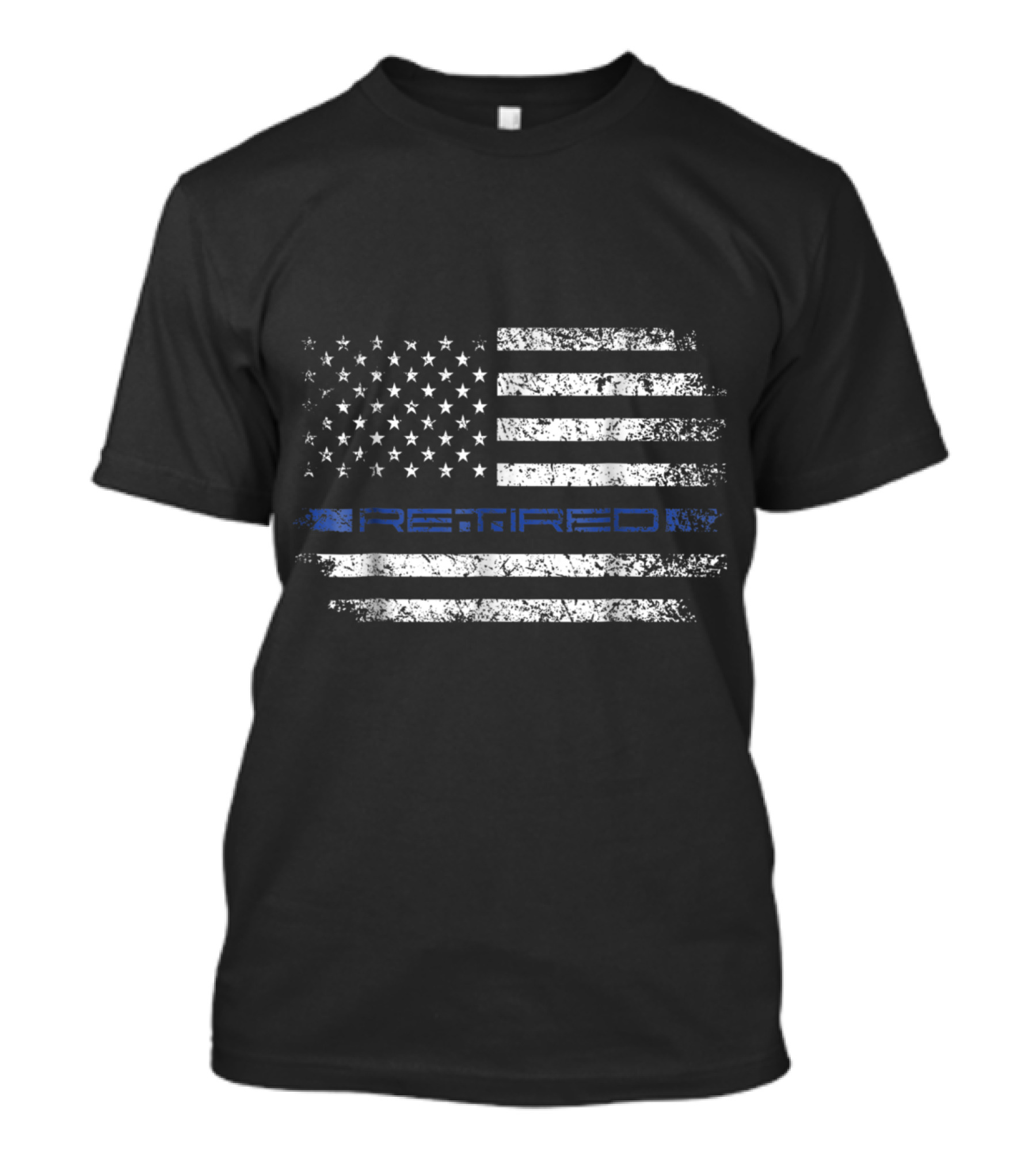 Retired Police Officer Thin Blue Line American Flag T-Shirt