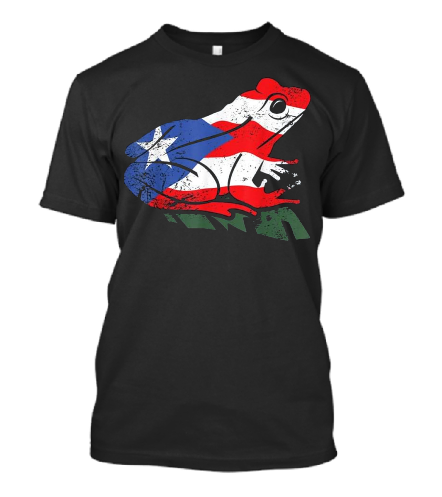 Distressed Puerto Rico Flag Coquí Frog T-Shirt