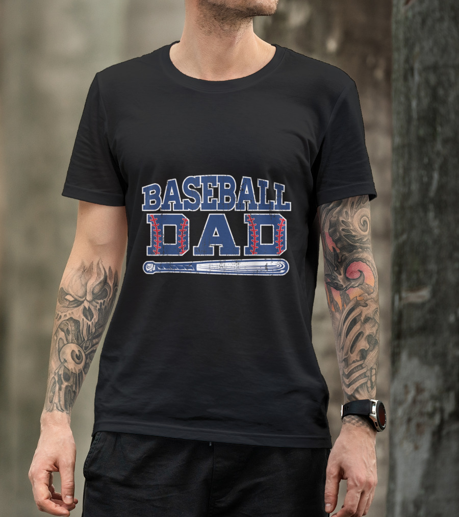Baseball Dad With Bat Graphic Classic Sports Fatherhood T-Shirt