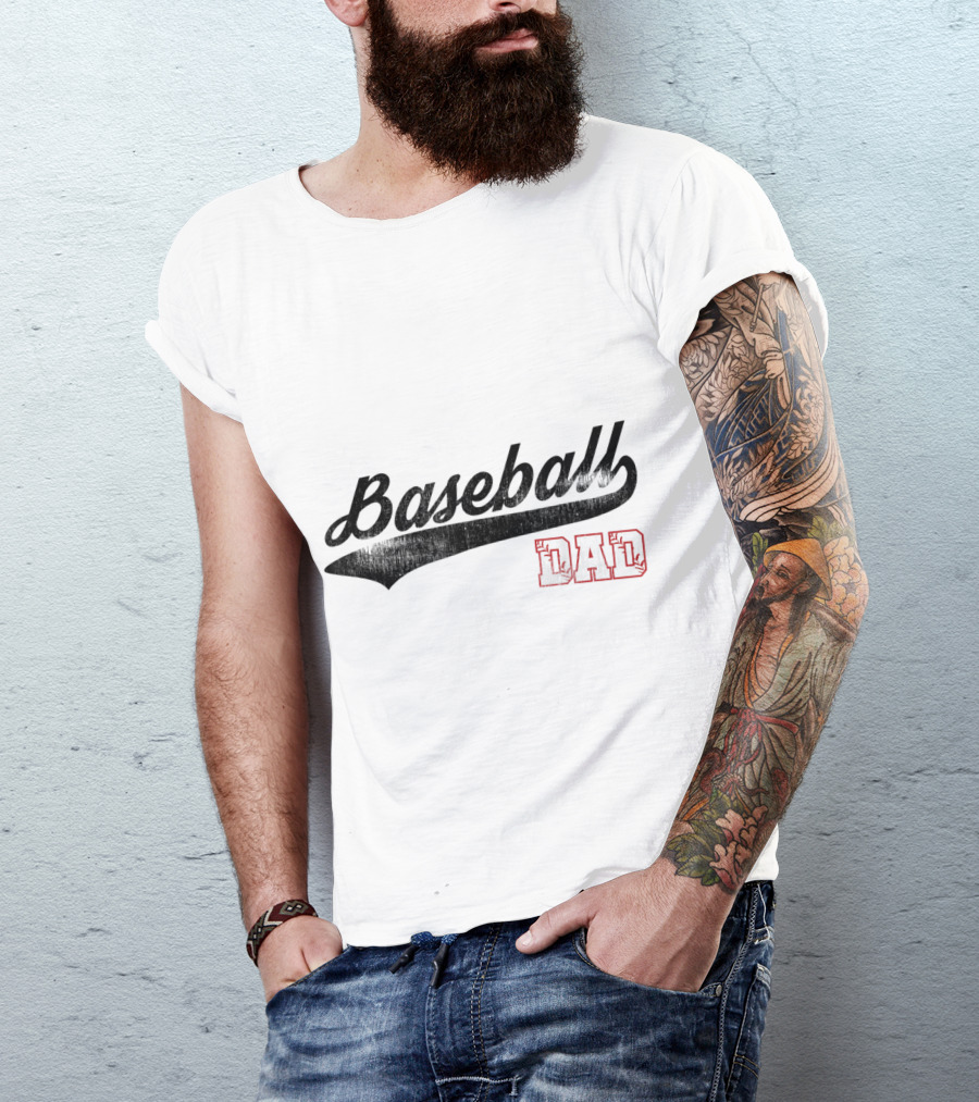 Baseball Dad Vintage Style Textured T-Shirt
