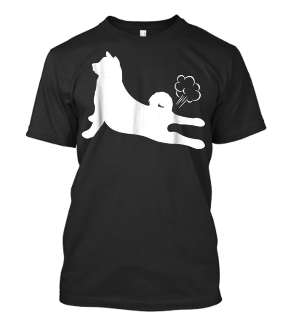 Hilarious Akita Dog Silhouette Comical Fart Cloud T-Shirt