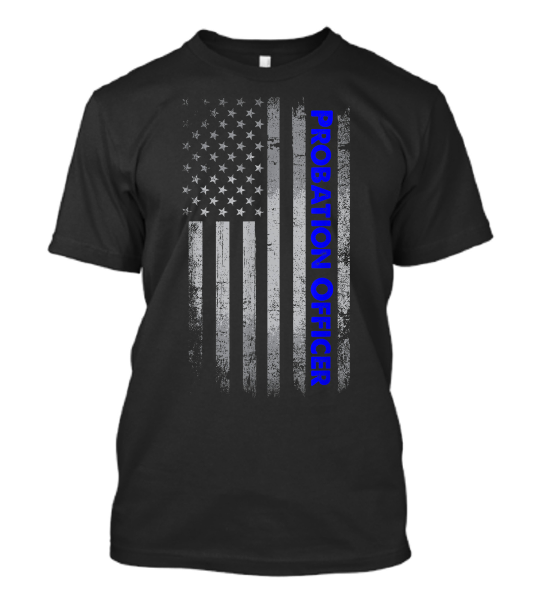 Probation Officer American Flag Thin Blue Line Support T-Shirt