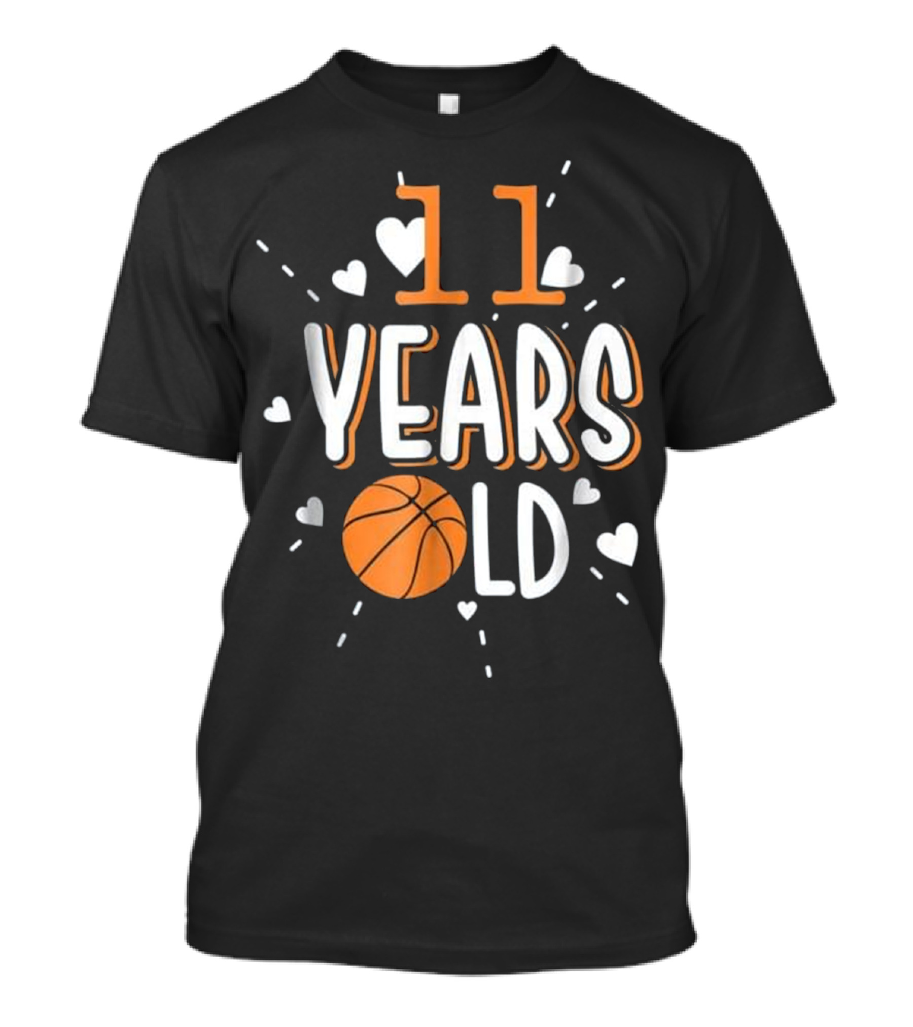 11 Years Old Fun Basketball Birthday Celebration With Hearts T-Shirt