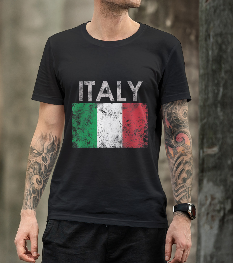Italy Flag Distressed Vintage Pride Retro Italian T-Shirt