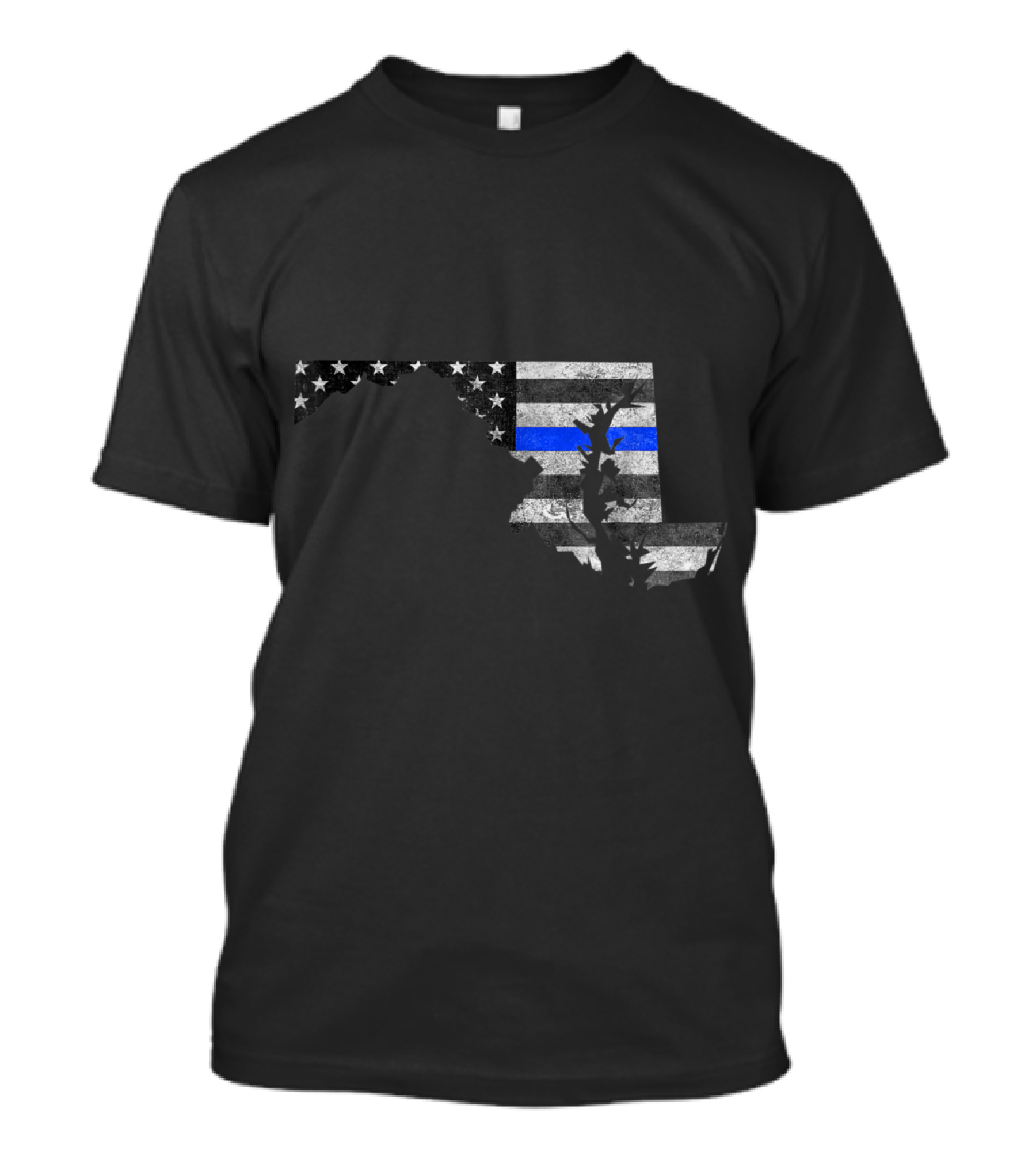 Maryland Thin Blue Line Flag Shape Police USA T-Shirt