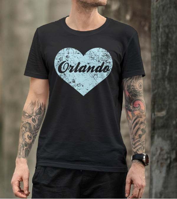 Orlando Heart Florida Souvenir Blue Vintage Grunge T-Shirt