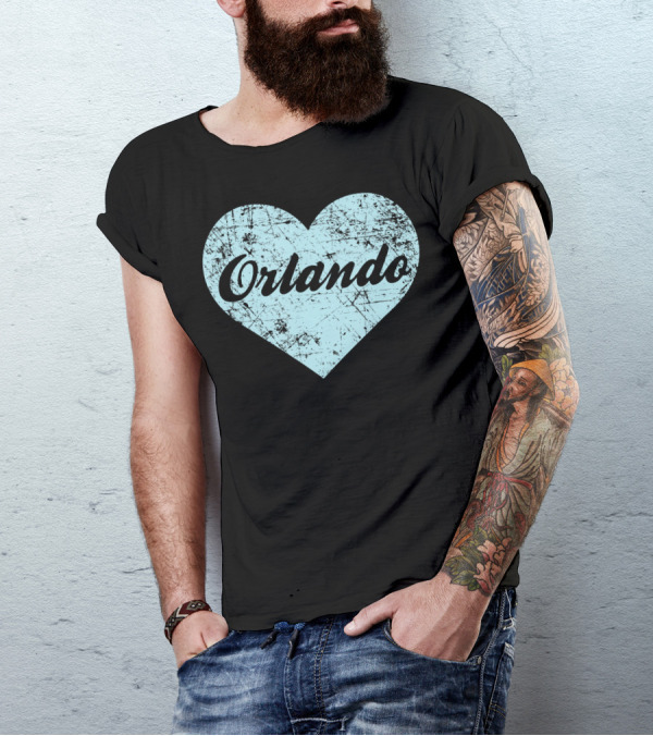 Orlando Heart Florida Souvenir Blue Vintage Grunge T-Shirt