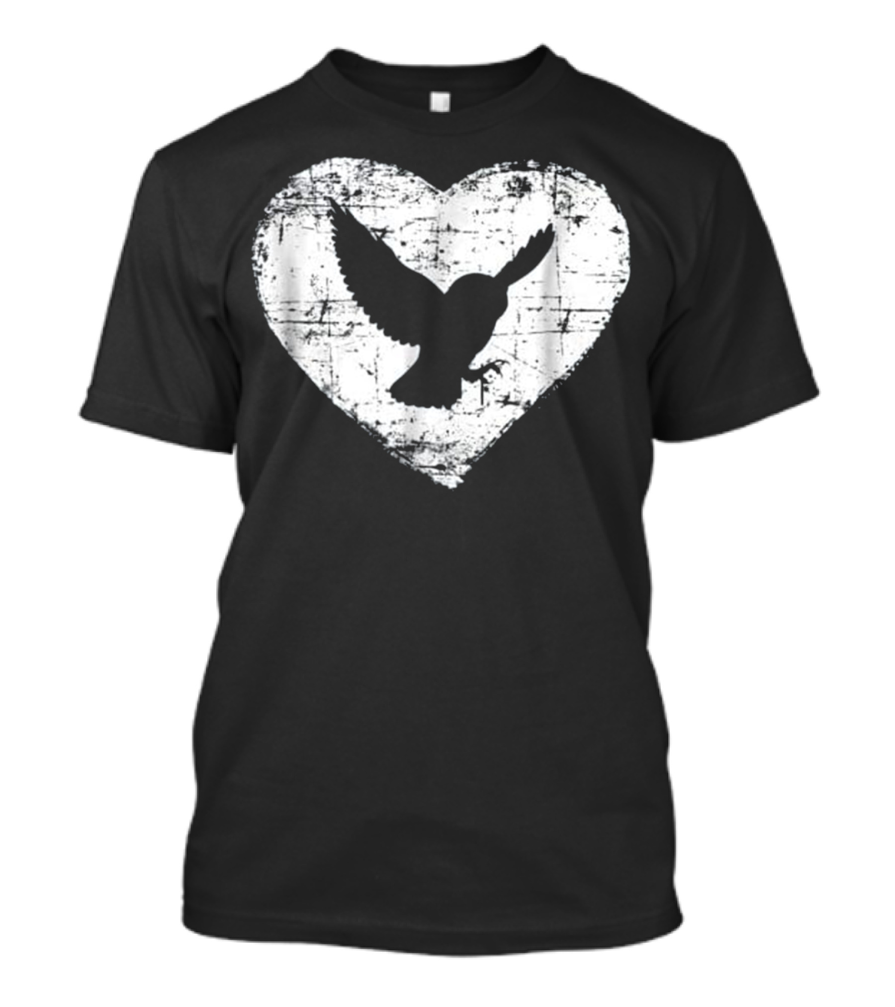 Grunge Heart Silhouette Of Barn Owl In Flight T-Shirt