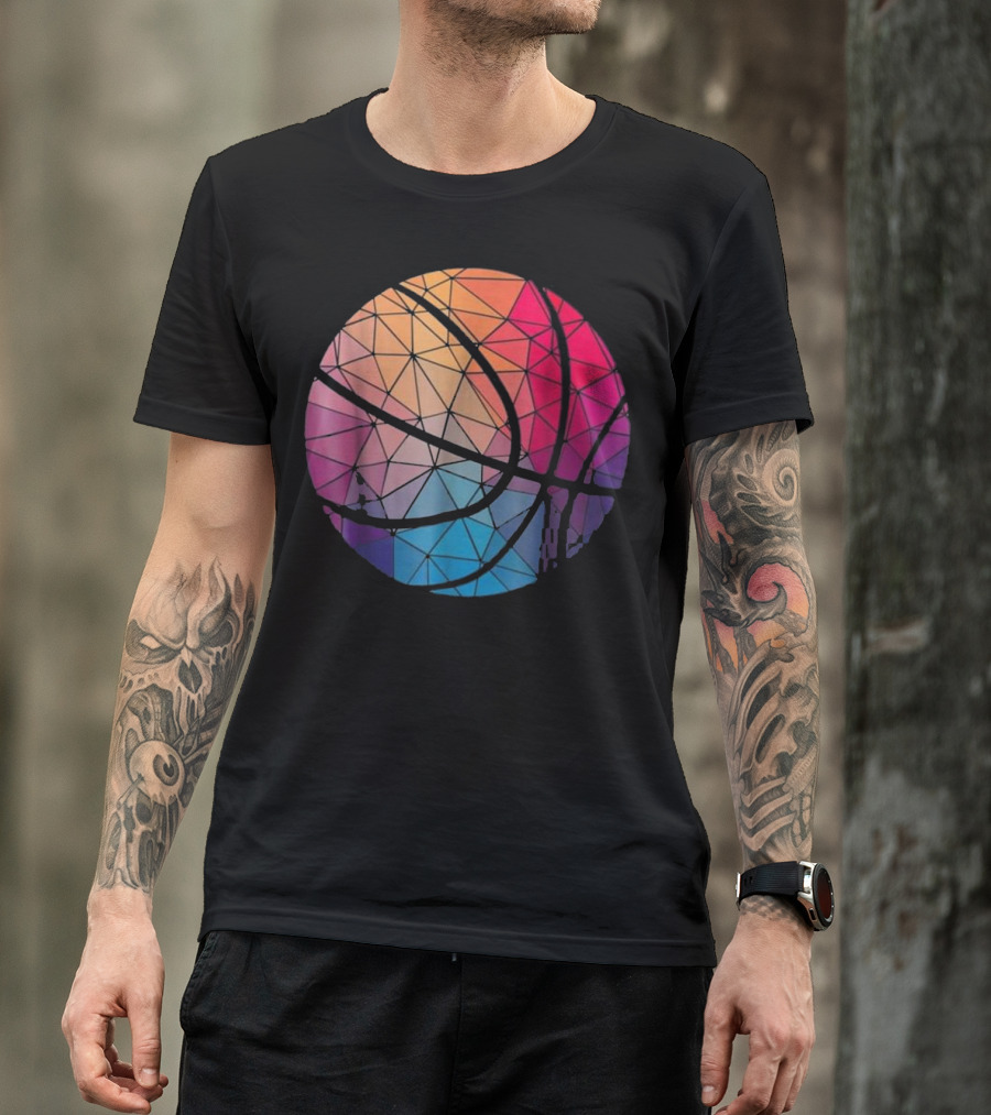 Geometric Basketball Shape With Vibrant Gradient Colors T-Shirt