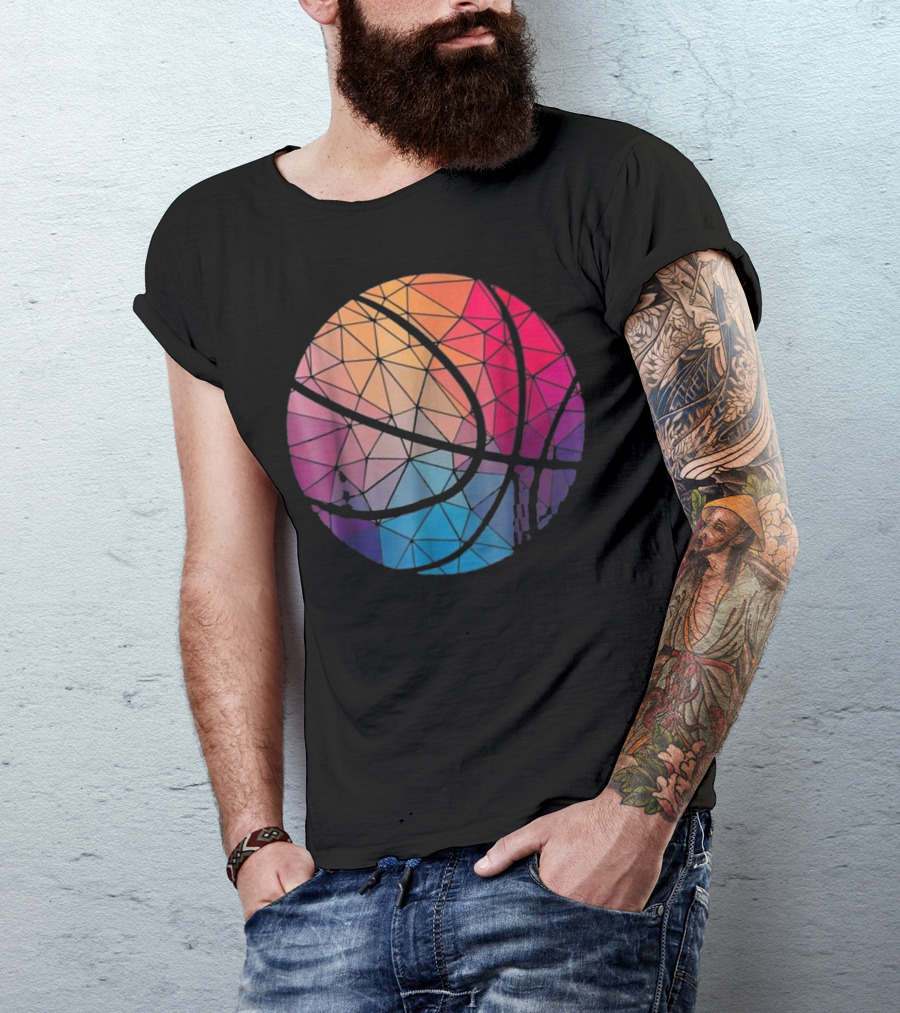 Geometric Basketball Shape With Vibrant Gradient Colors T-Shirt