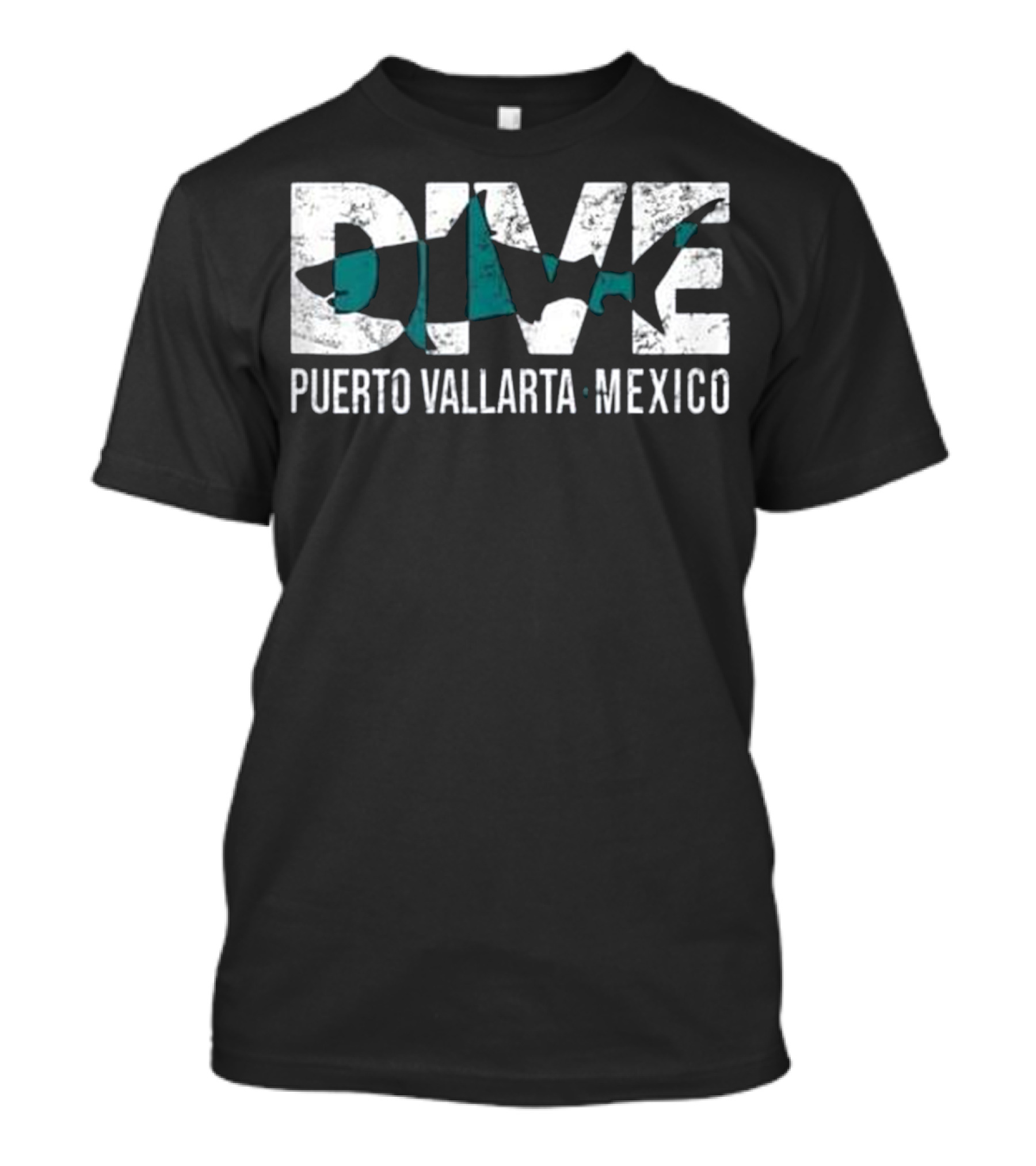DIVE Puerto Vallarta Mexico SCUBA Diving Shark Silhouette Adventure T-Shirt