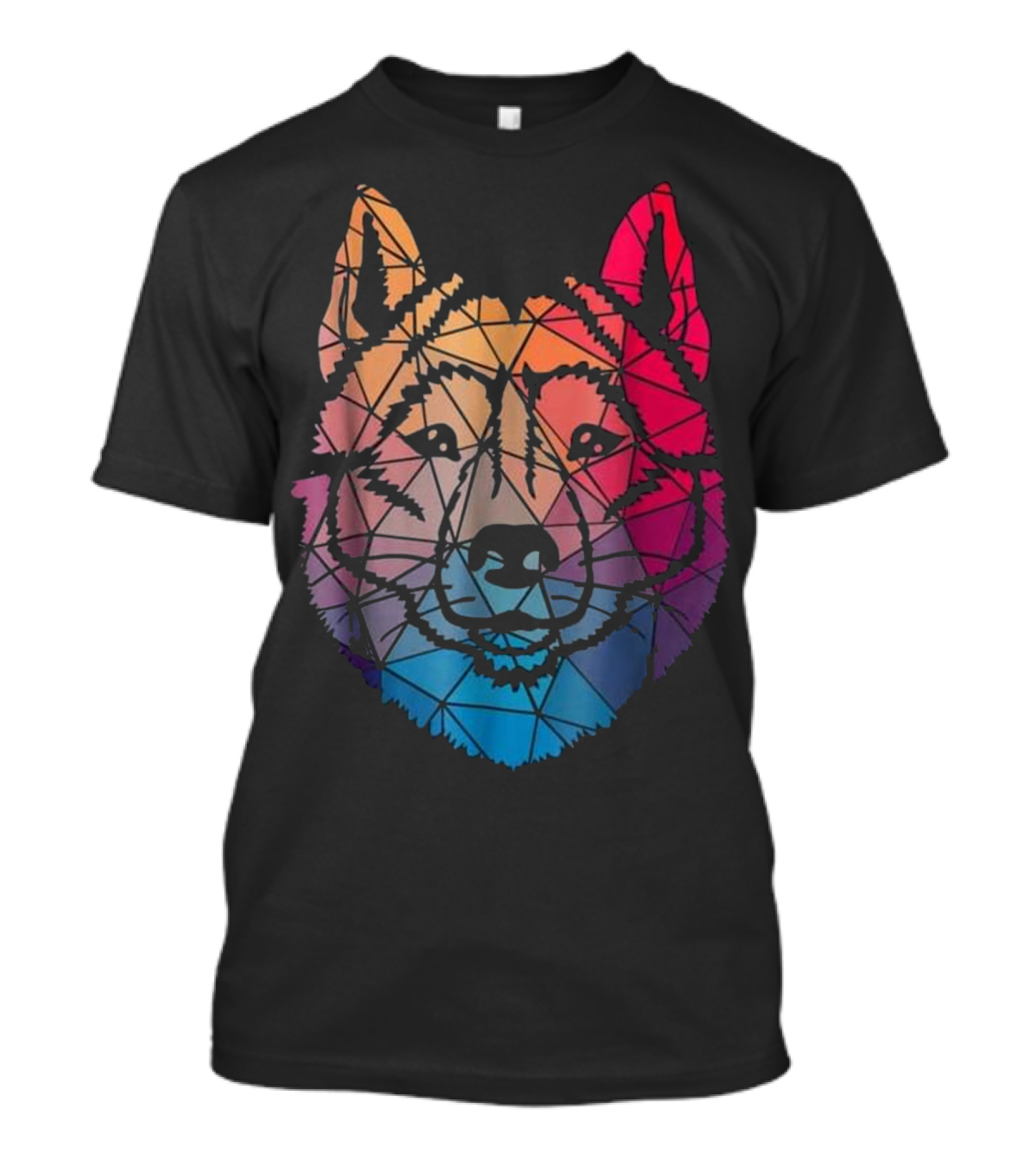 Siberian Husky Rainbow Geometric Pattern T-Shirt