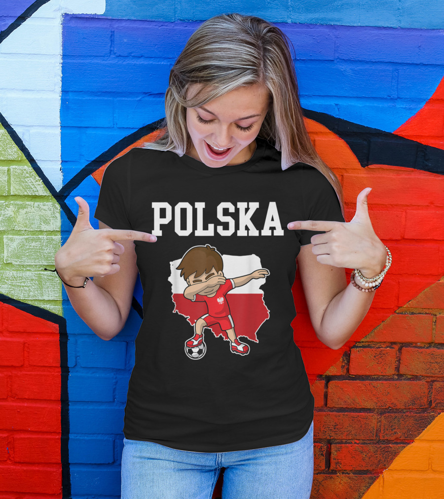 Polska Soccer Dabbing Player On Poland Map T-Shirt