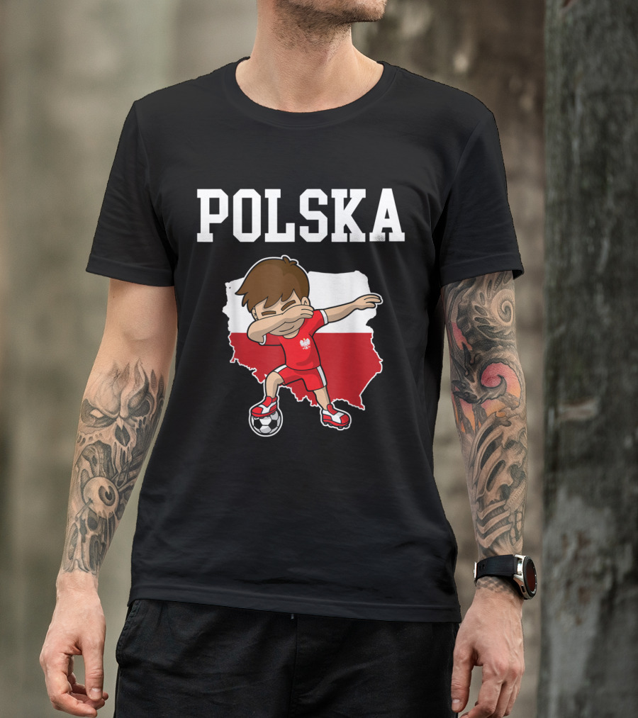 Polska Soccer Dabbing Player On Poland Map T-Shirt