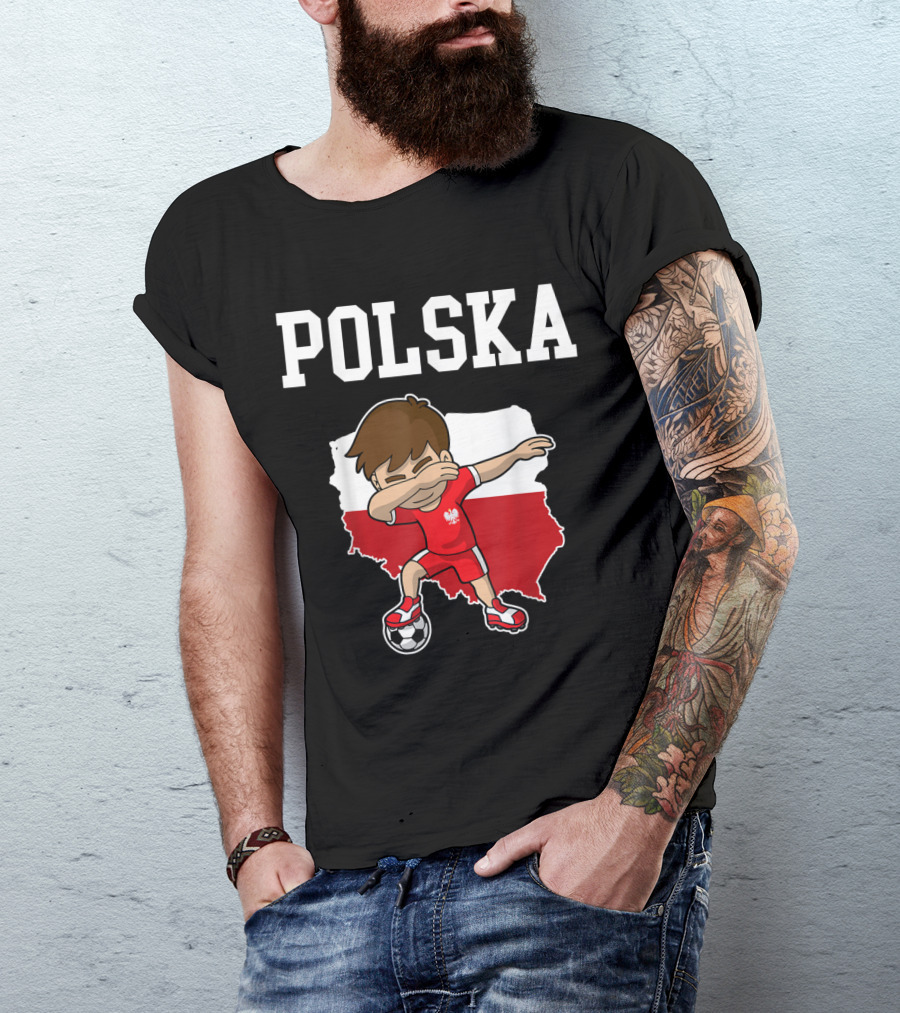 Polska Soccer Dabbing Player On Poland Map T-Shirt